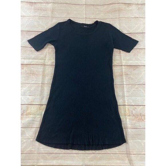 Michael Lauren Revolve Black Ribbed Short Sleeve Light Dress - XS - Picture 4 of 11